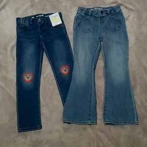 2 pair Size 5 Girls jeans 1 NWT
